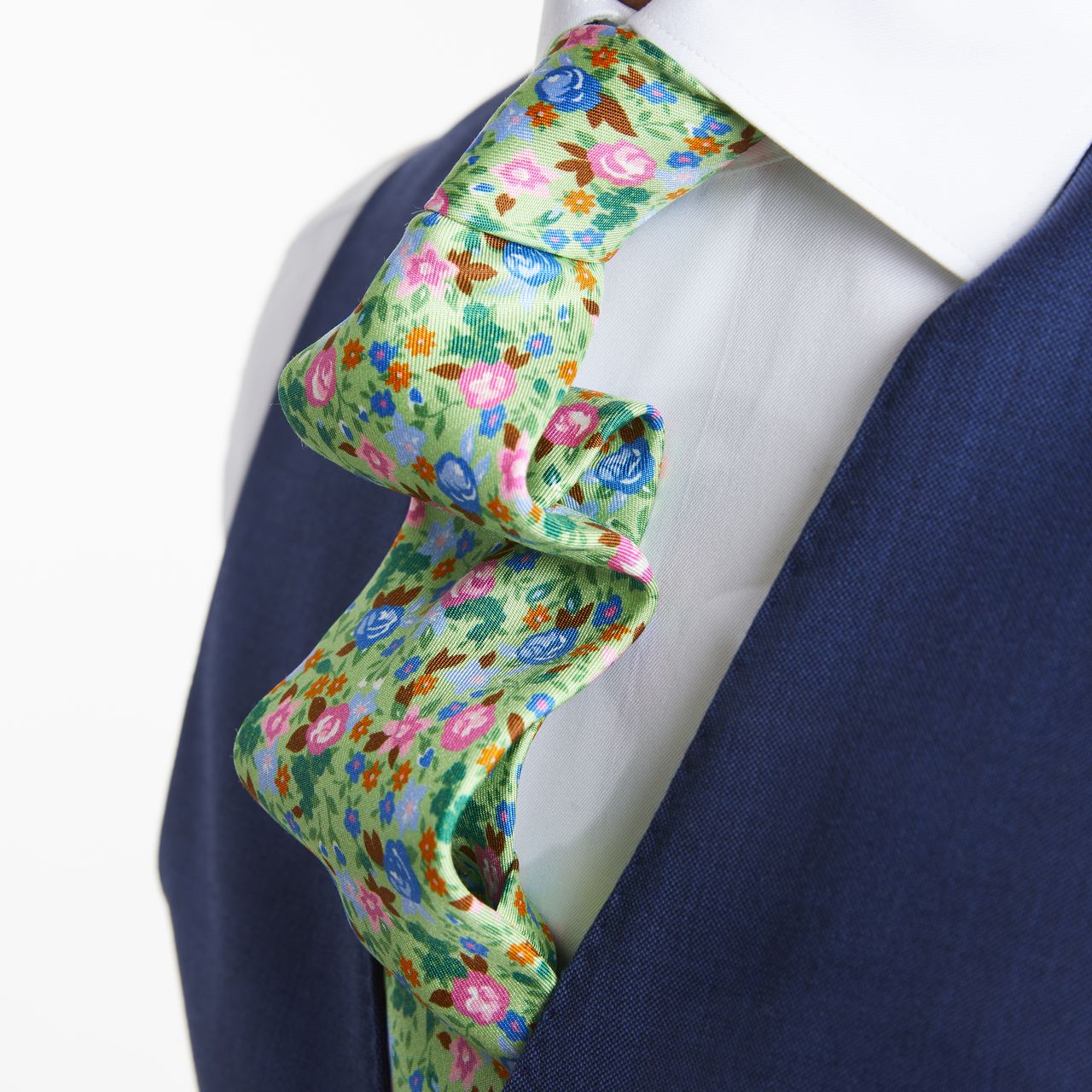 Button Down Green Standard Flower Necktie