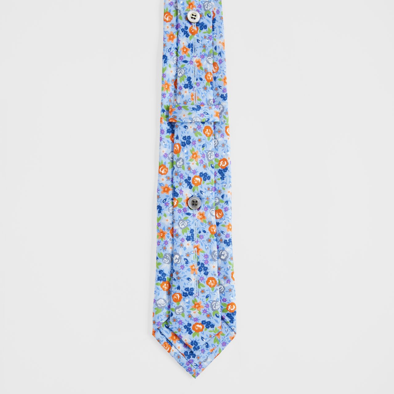 Button Down Light Blue Flower Necktie
